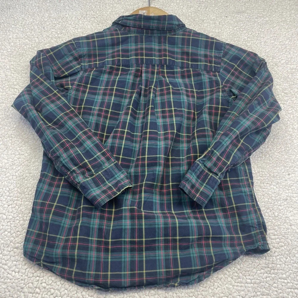 Ralph Lauren Shirt Boy Size 5 Blue Green Plaid Button Down Long Sleeve Pony Logo